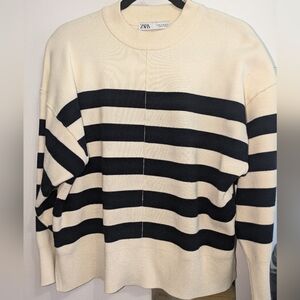Zara Cream Striped Sweater